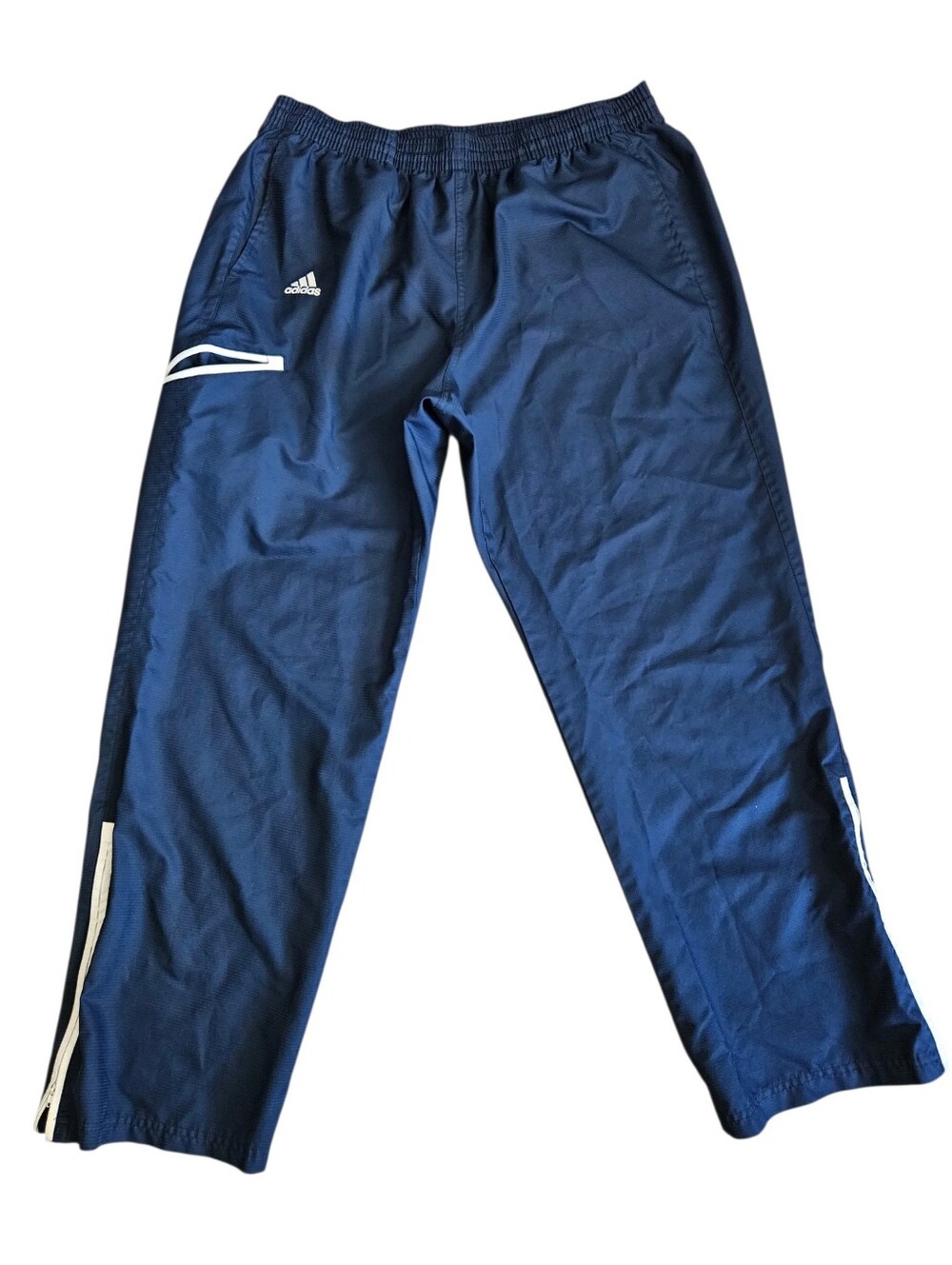 Adidas Mens Blue Windbreaker Track Pants Ankle Zip Vent Sz XL Activewear FLAW